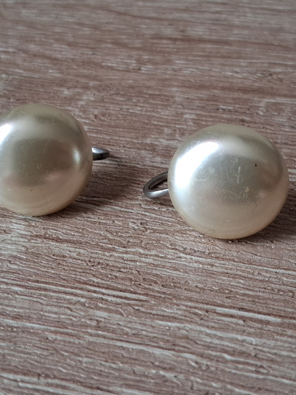 Vintage 1940s Classic Button Pearl Dome Sterling Silver Screw Back Earrings